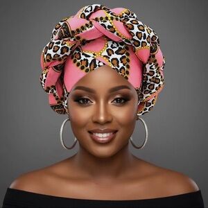 Pink and Leopard Print Headwrap